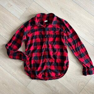 Hollister Red Checkered Plaid Flannel Shirt Small